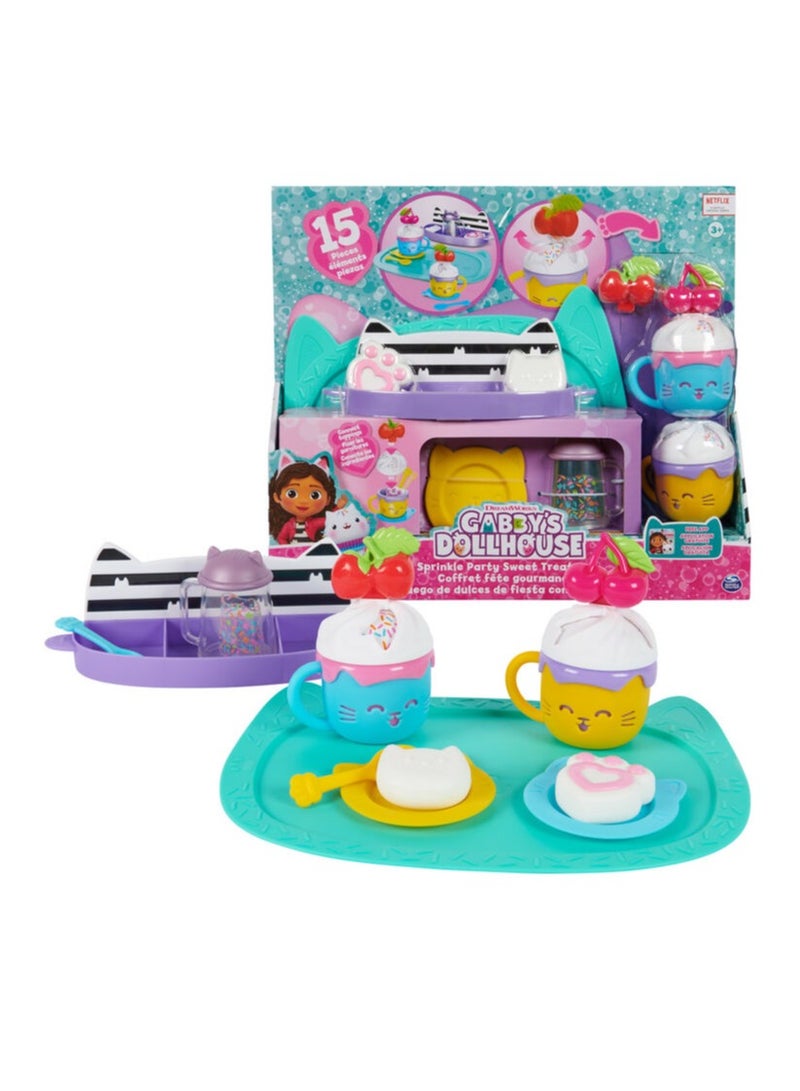 Sprinkle Party Sweet Treat Set, Pretend Play Kitchen Hot Cocoa Party Set with Fruit & Sprinkles, Kids Toys for Girls and Boys 3+