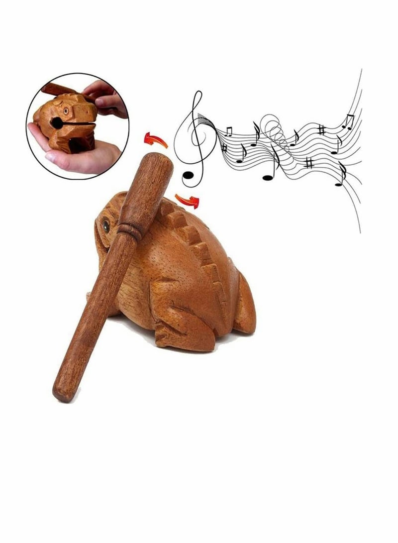 Toy Musical Instrument, Small Frog Sound Maker Feng Shui Lucky Money Frog Style Thailand Traditional Craft Wooden Musical Instrument Percussion Rasp with Stick Musical Toy Decompress Toys