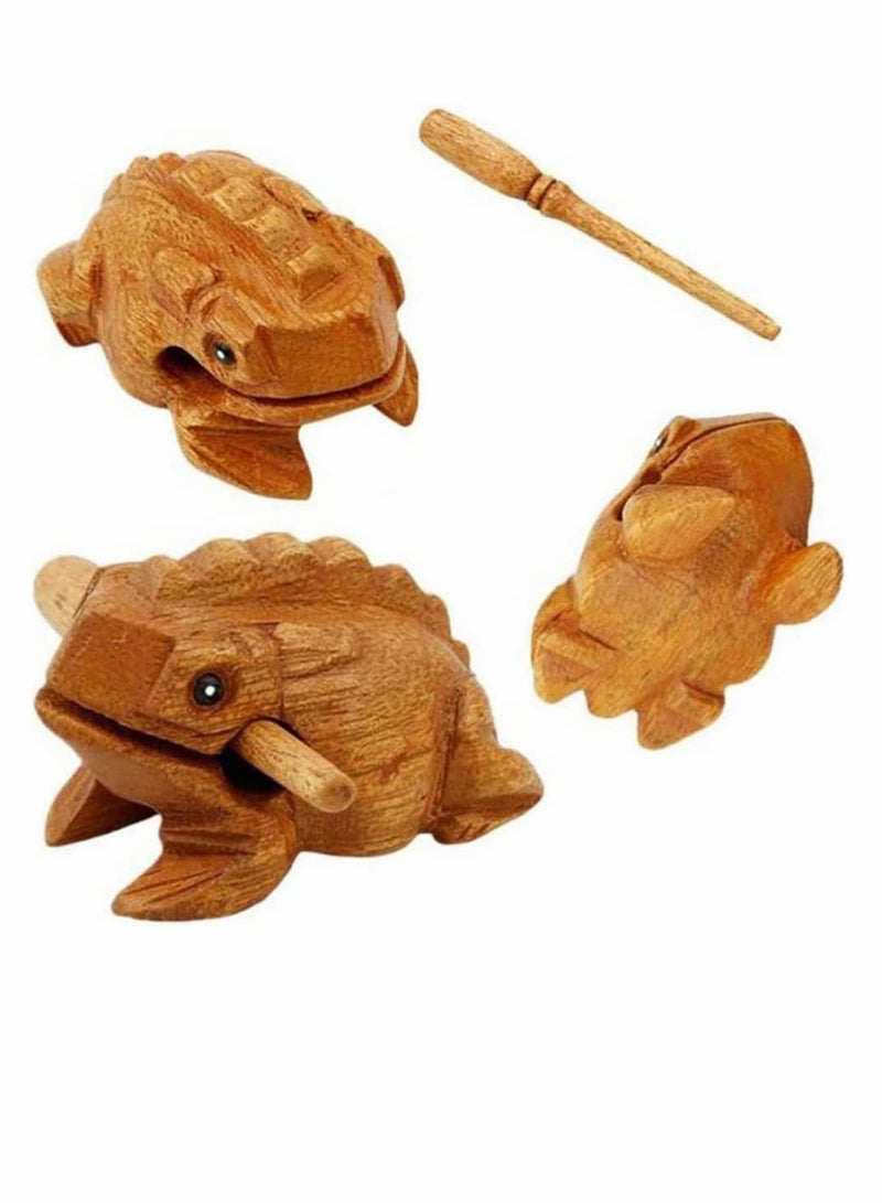 Toy Musical Instrument, Small Frog Sound Maker Feng Shui Lucky Money Frog Style Thailand Traditional Craft Wooden Musical Instrument Percussion Rasp with Stick Musical Toy Decompress Toys