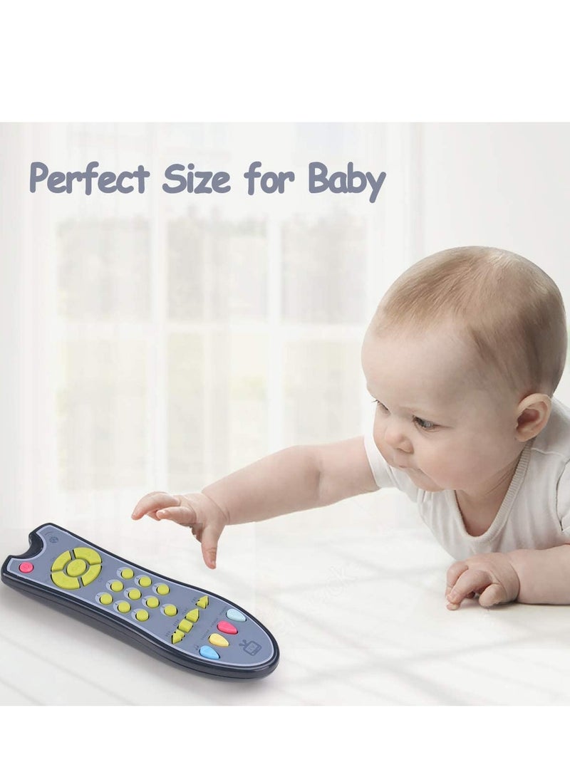 Musical TV Remote Control Toy with Light and Sounds, Language Development Toy from Number 0-9 in English, French, Spainsh