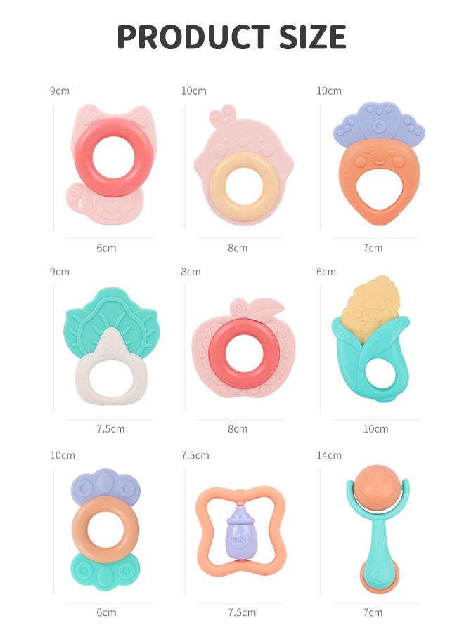 10 PCS Baby Rattle Teething Toys for Babies 0-6-12 Months, Grab Spin Rattle Shaker Early Educational Infant Toys, Soothing Teether, Baby Toys 6 to 12 Months Infant Newborn Baby Gift