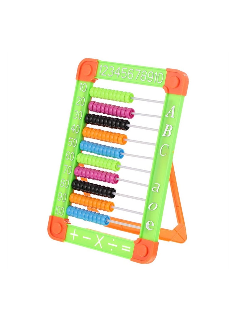 Plastic Abacus Math Toy Educational Counting Toy Addition Subtraction Bead Counters Green