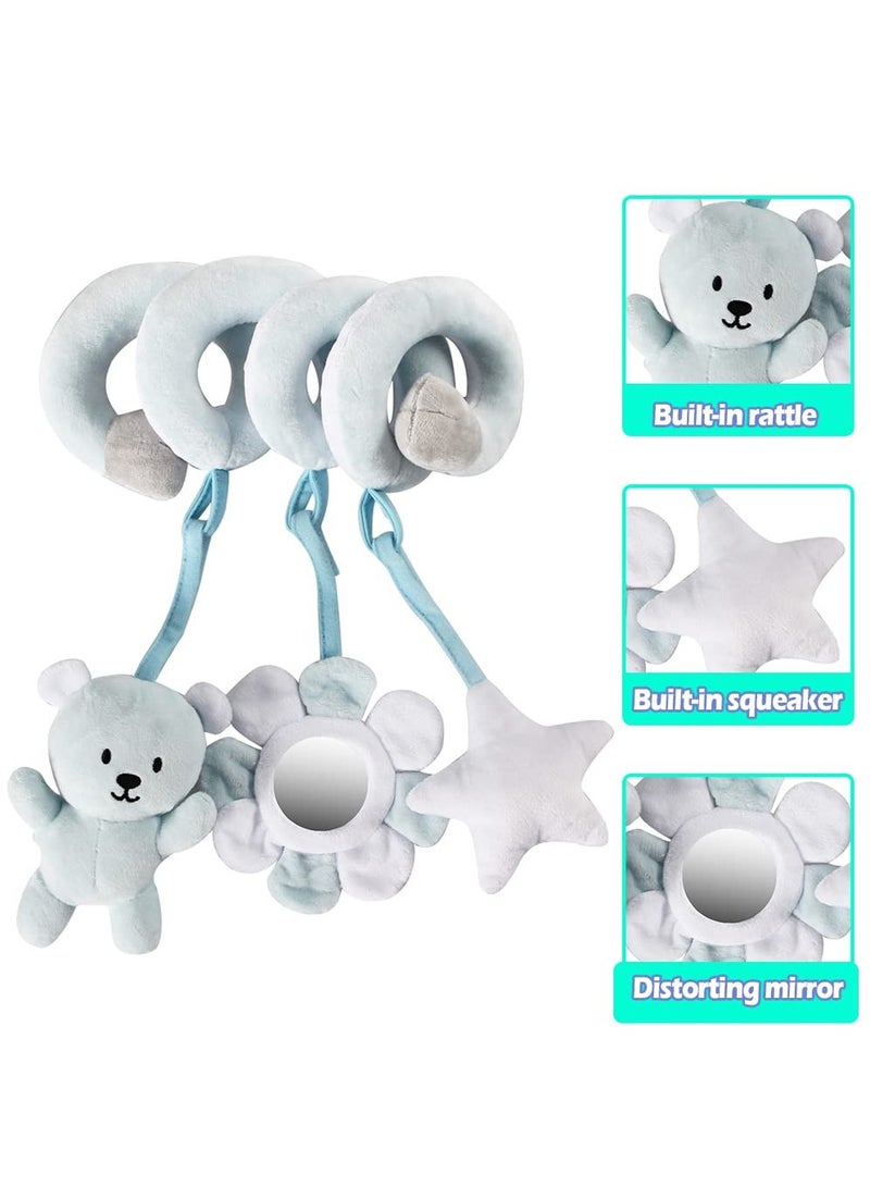 Spiral Toys for Pram Activity Hanging Car Seat Crib Mobile Infant Baby Plush Bed Stroller Blue Bear Suitable All Babies