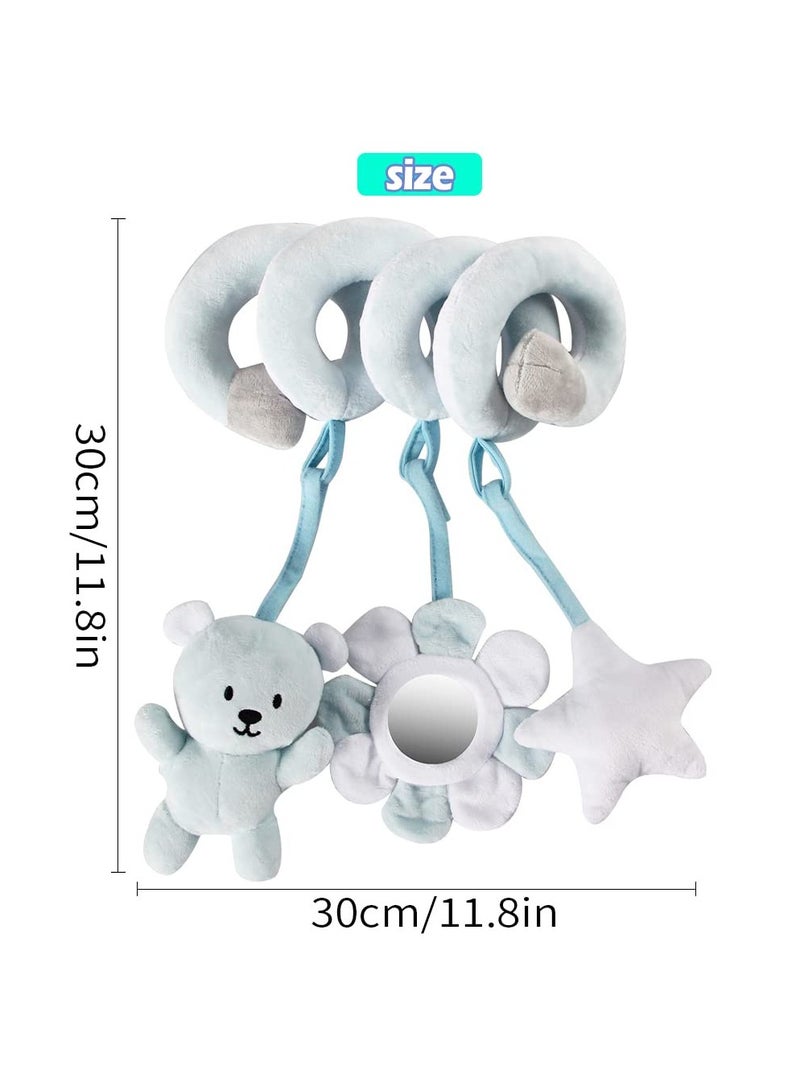 Spiral Toys for Pram Activity Hanging Car Seat Crib Mobile Infant Baby Plush Bed Stroller Blue Bear Suitable All Babies