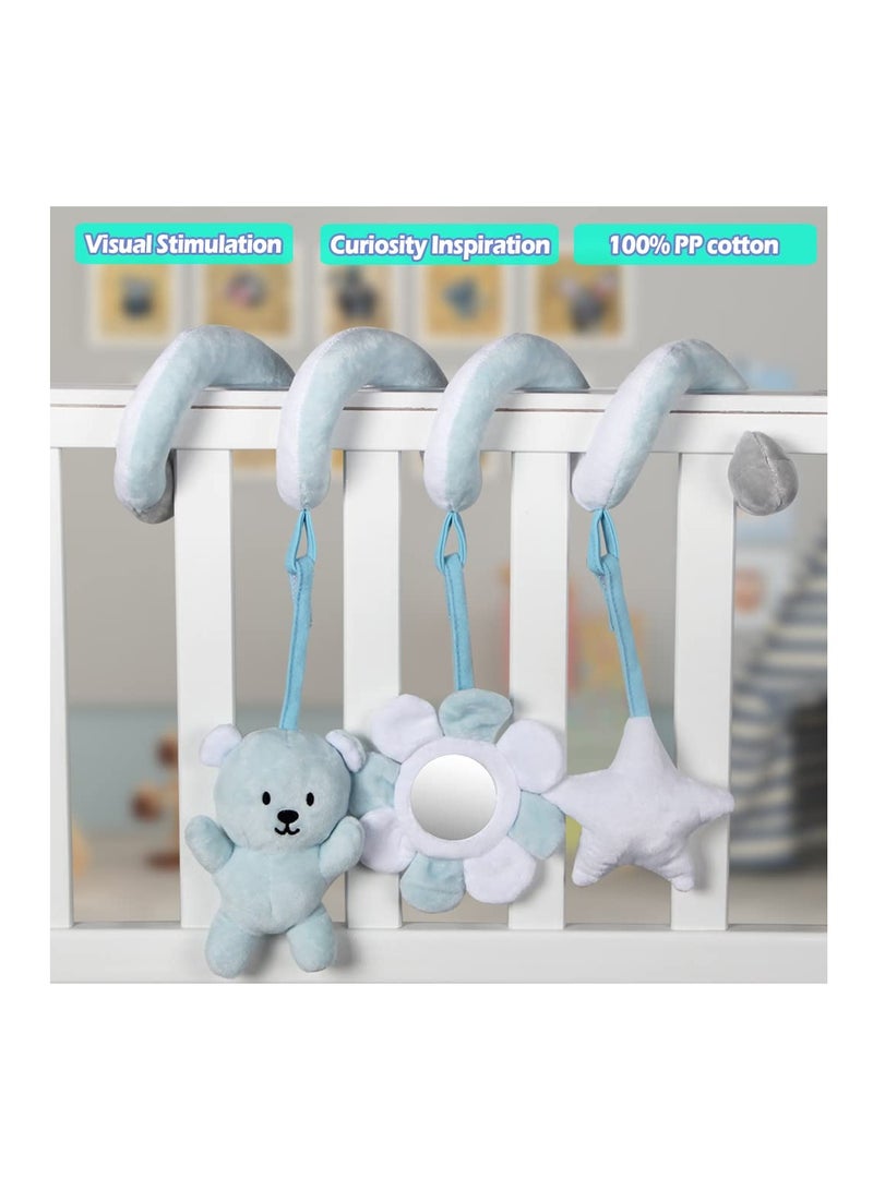 Spiral Toys for Pram Activity Hanging Car Seat Crib Mobile Infant Baby Plush Bed Stroller Blue Bear Suitable All Babies