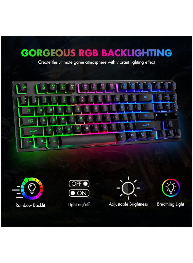 Wired Keyboard And Mouse Set 104 Keys USB Wired Keyboard 2400DPI Mouse Rgb Backlit Gaming Keyboard Mouse Combo