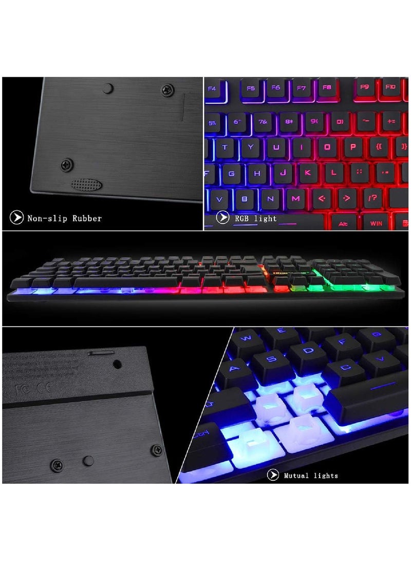 Wired Keyboard And Mouse Set 104 Keys USB Wired Keyboard 2400DPI Mouse Rgb Backlit Gaming Keyboard Mouse Combo