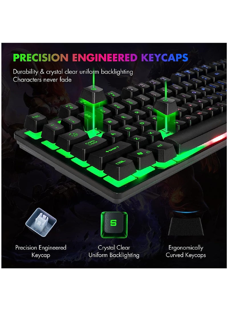 Wired Keyboard And Mouse Set 104 Keys USB Wired Keyboard 2400DPI Mouse Rgb Backlit Gaming Keyboard Mouse Combo