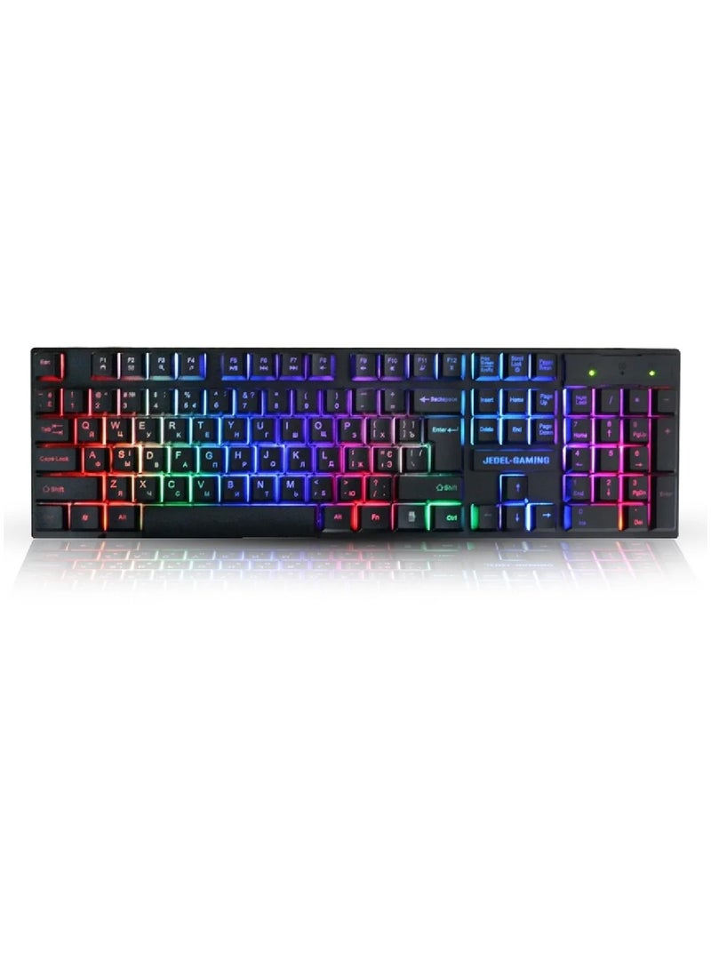 Wired Keyboard And Mouse Set 104 Keys USB Wired Keyboard 2400DPI Mouse Rgb Backlit Gaming Keyboard Mouse Combo