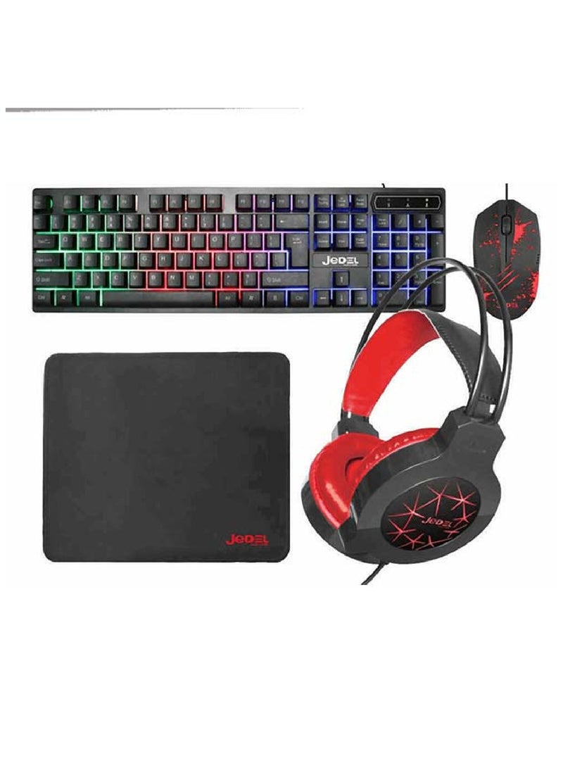 4 in1 Gaming Keyboard Whit Mouse pad Mouse Gaming Headset Wired Led Rgb Backlight Bundle For Pc Gamers and Xbox and PS4