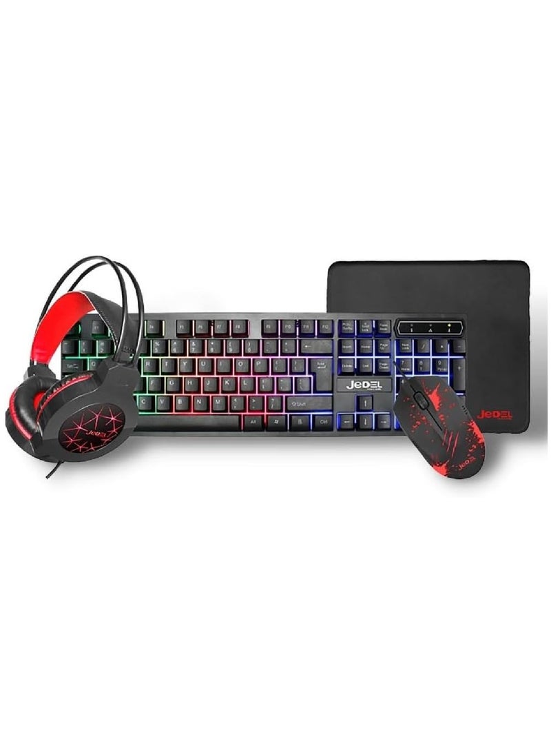 4 in1 Gaming Keyboard Whit Mouse pad Mouse Gaming Headset Wired Led Rgb Backlight Bundle For Pc Gamers and Xbox and PS4