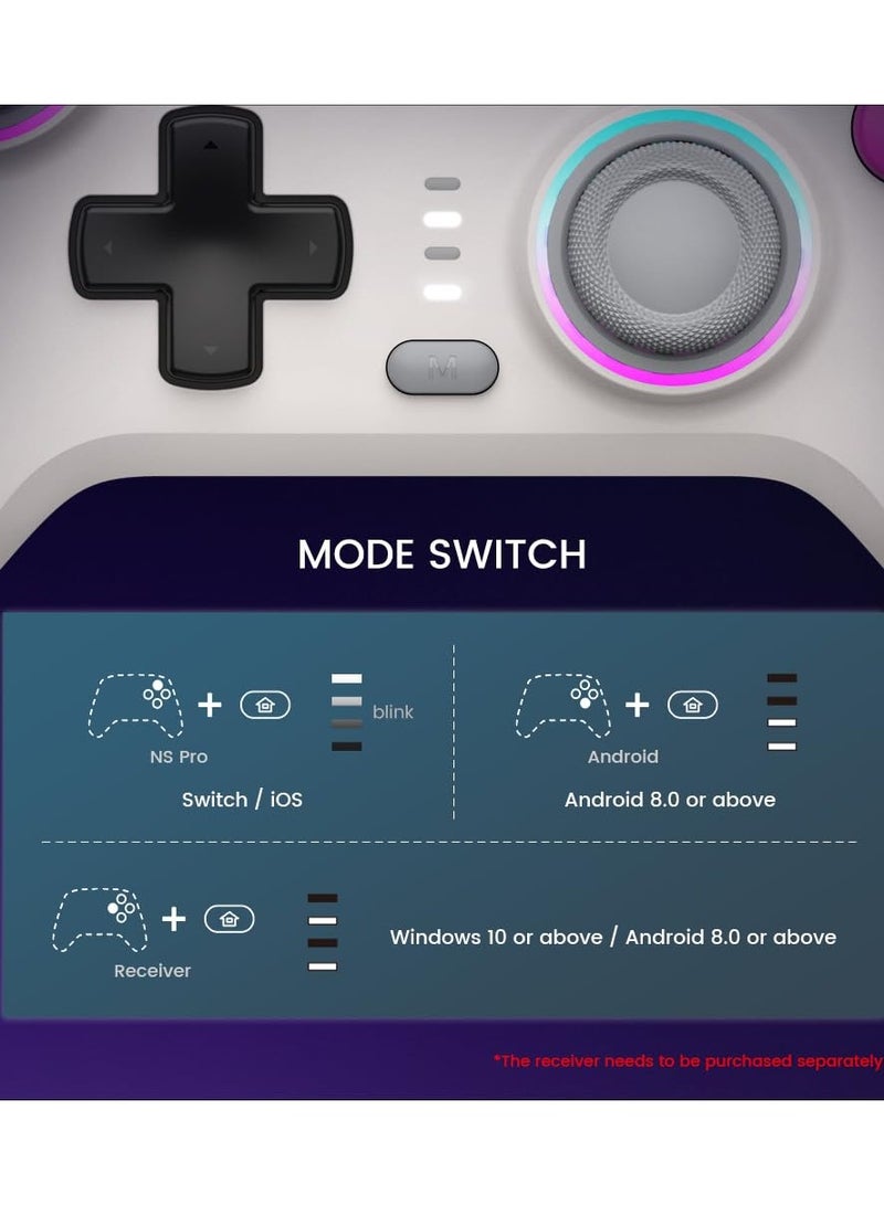 Nova Wireless Switch Pro Controller for Switch/Lite/OLED, Switch Controllers with Hall Effect JoySticks, RGB LED, 1200mAh Rechargeable, Turbo,Programmable,Motion Control, Wake Up Function