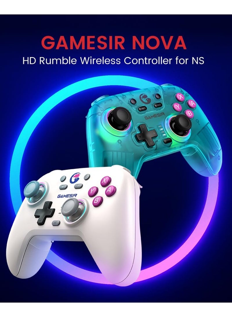 Nova Wireless Switch Pro Controller for Switch/Lite/OLED, Switch Controllers with Hall Effect JoySticks, RGB LED, 1200mAh Rechargeable, Turbo,Programmable,Motion Control, Wake Up Function