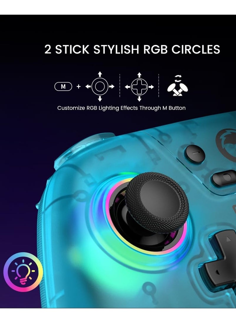 Nova Wireless Switch Pro Controller for Switch/Lite/OLED, Switch Controllers with Hall Effect JoySticks, RGB LED, 1200mAh Rechargeable, Turbo,Programmable,Motion Control, Wake Up Function