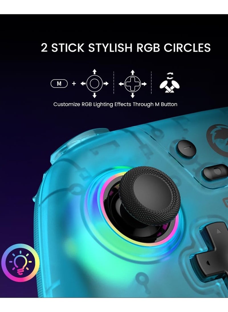 Nova Wireless Switch Pro Controller for Switch/Lite/OLED, Switch Controllers with Hall Effect JoySticks, RGB LED, 1200mAh Rechargeable, Turbo,Programmable,Motion Control, Wake Up Function