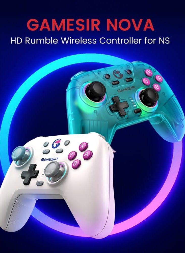 Nova Wireless Switch Pro Controller for Switch/Lite/OLED, Switch Controllers with Hall Effect JoySticks, RGB LED, 1200mAh Rechargeable, Turbo,Programmable,Motion Control, Wake Up Function