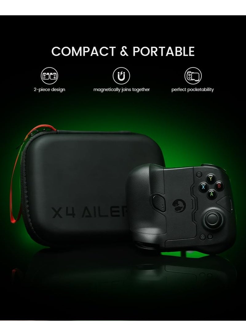X4 Aileron Bluetooth Mobile Gaming Controller for Android with Hall Effect Joysticks - Split Design with Carrying Case