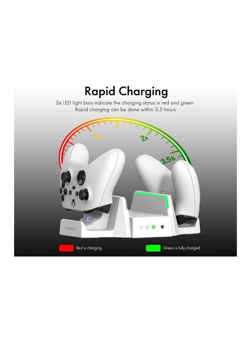 TYX-0663D XBOX cooling host base white Cooling Stand Compatible with Xbox Series S, Cooling Fan with Dual Controller Charger Ports, Charging Station Dock