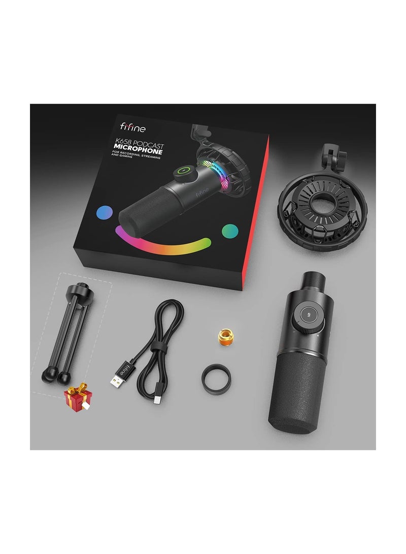USB Gaming Microphone RGB Dynamic Mic K658 Black