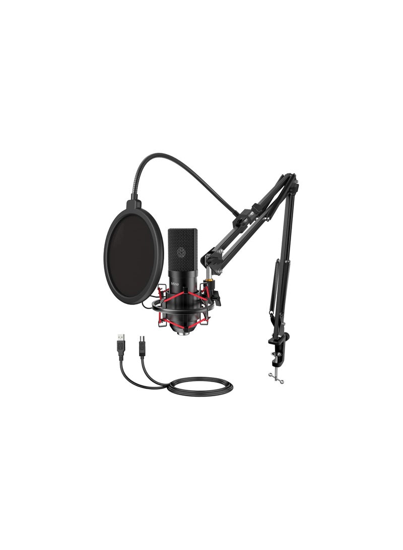 USB Gaming Microphone Set With Flexible Boom Arm Stand T732 Black