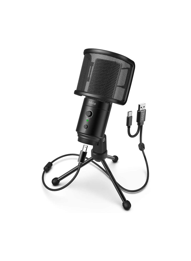 USB Desktop PC Microphone With Pop Filter K683A Black
