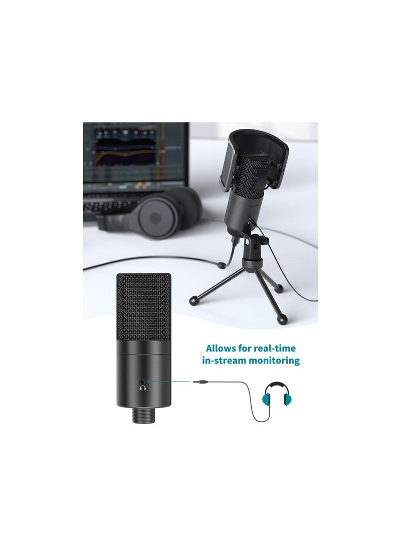 USB Desktop PC Microphone With Pop Filter K683A Black