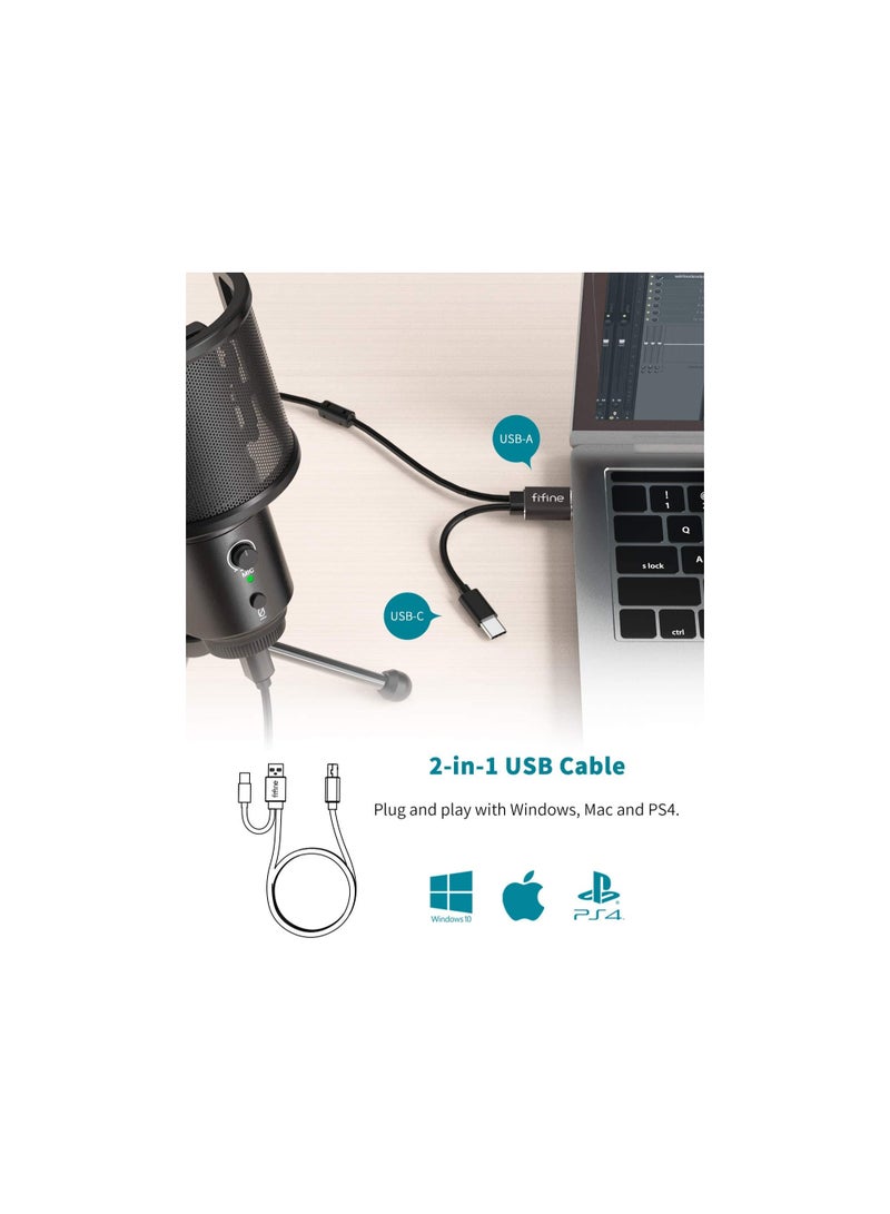 USB Desktop PC Microphone With Pop Filter K683A Black