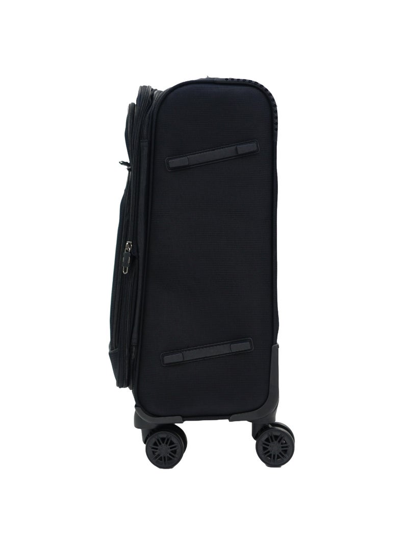 GIORDANO Casablanca Series Carry-on Small Cabin Suitcase Black, Soft Nylon Lightweight Durable Expandable 4 Wheels Luggage Trolley Bag 20