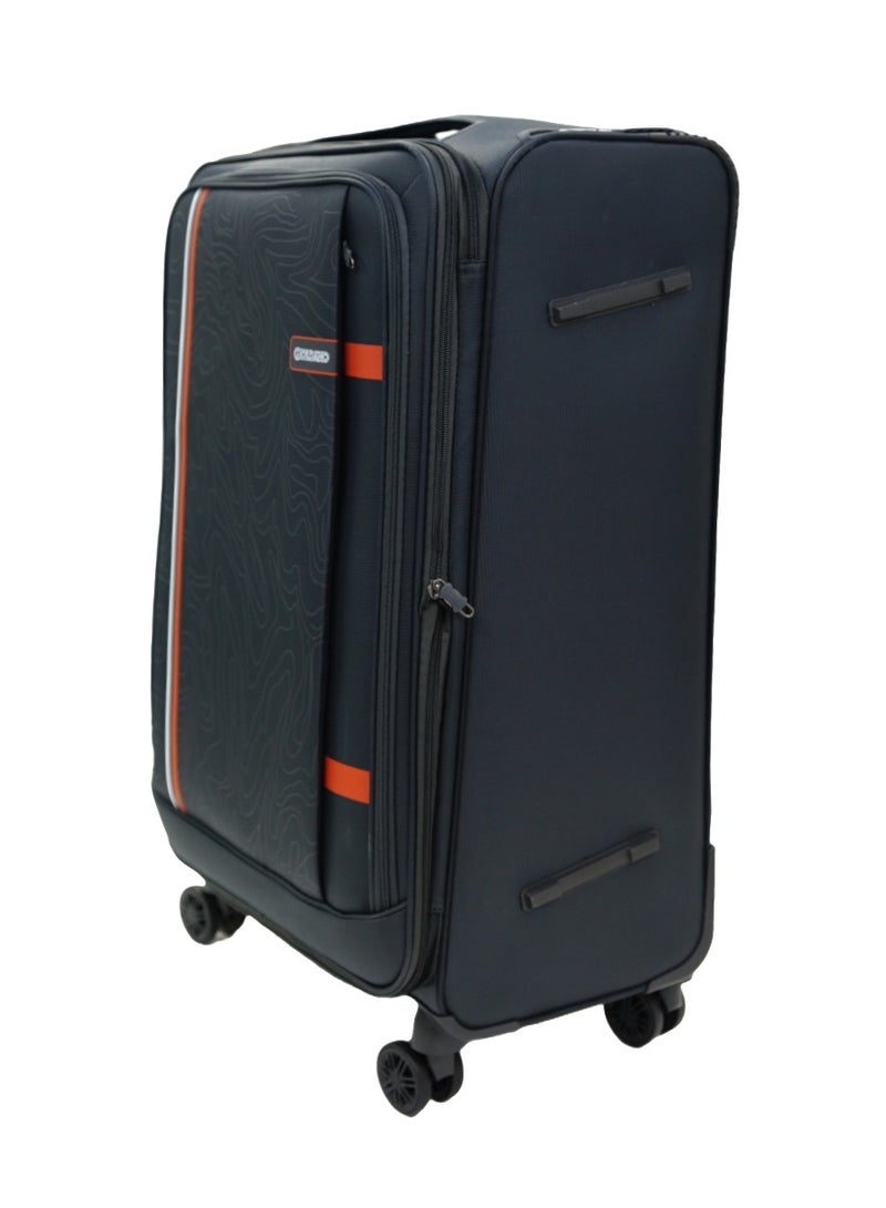 GIORDANO Jodo Series Check-In Large Suitcase Grey, Soft Nylon Lightweight Durable Expandable 4 Wheels Luggage Trolley Bag 28