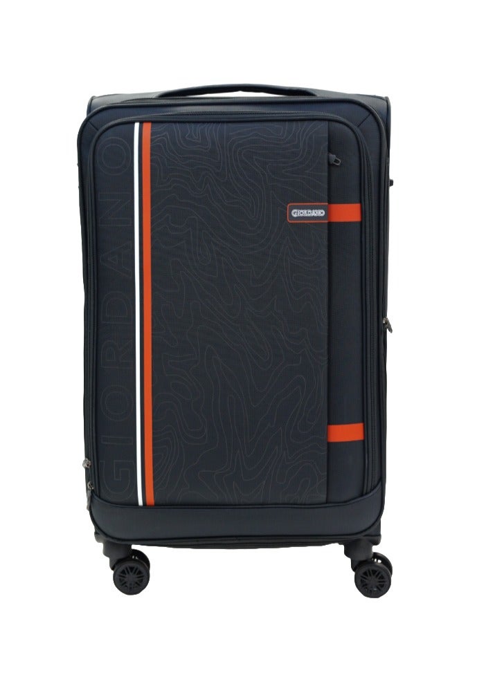 GIORDANO Jodo Series Check-In Large Suitcase Grey, Soft Nylon Lightweight Durable Expandable 4 Wheels Luggage Trolley Bag 28