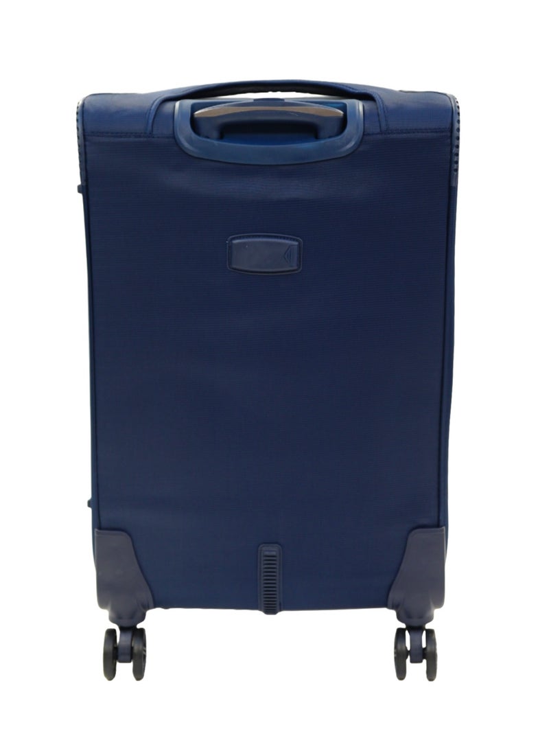 GIORDANO Jodo Series Check-In Medium Suitcase Navy Blue, Soft Nylon Lightweight Durable Expandable 4 Wheels Luggage Trolley Bag 24