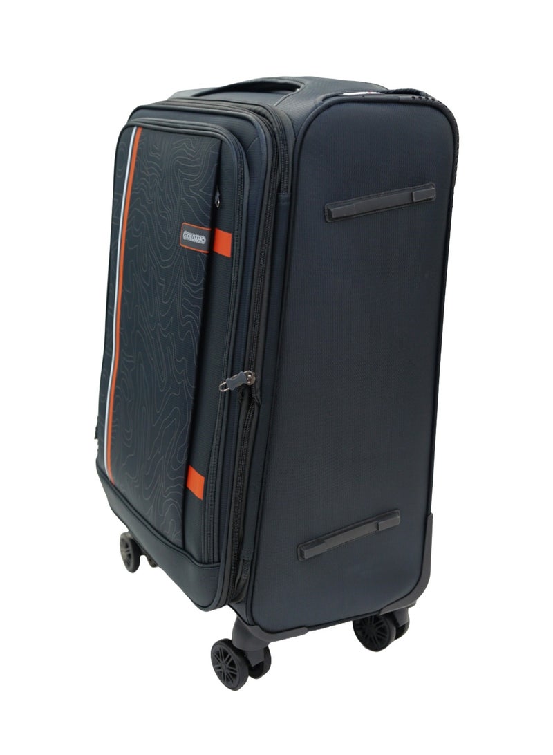 GIORDANO Jodo Series Check-In Medium Suitcase Grey, Soft Nylon Lightweight Durable Expandable 4 Wheels Luggage Trolley Bag 24