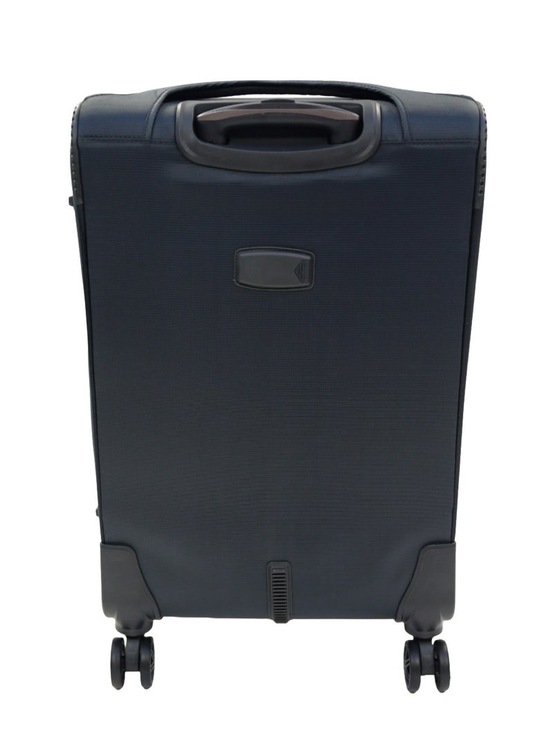 GIORDANO Jodo Series Check-In Medium Suitcase Grey, Soft Nylon Lightweight Durable Expandable 4 Wheels Luggage Trolley Bag 24