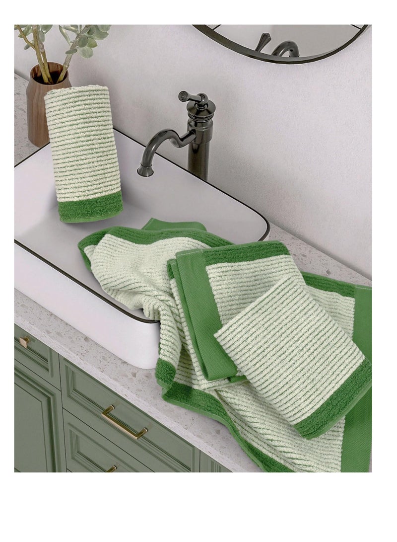 Hand Towels for Bathroom, Towels 4 Pack Premium Hand Towels Set, Cotton Towels with Jacquard Weave Deign, Ultra Soft and Highly Absorbent Towels, for Bathroom, Gym, Shower, Hotel, and Spa (Green)