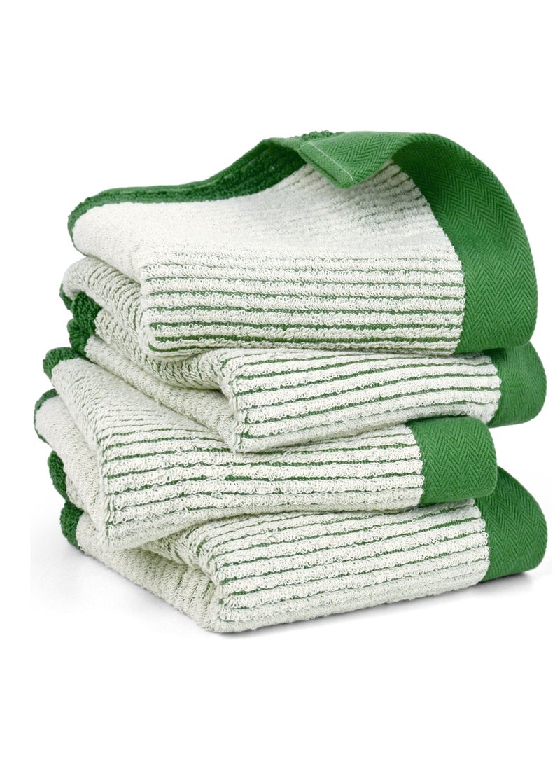 Hand Towels for Bathroom, Towels 4 Pack Premium Hand Towels Set, Cotton Towels with Jacquard Weave Deign, Ultra Soft and Highly Absorbent Towels, for Bathroom, Gym, Shower, Hotel, and Spa (Green)