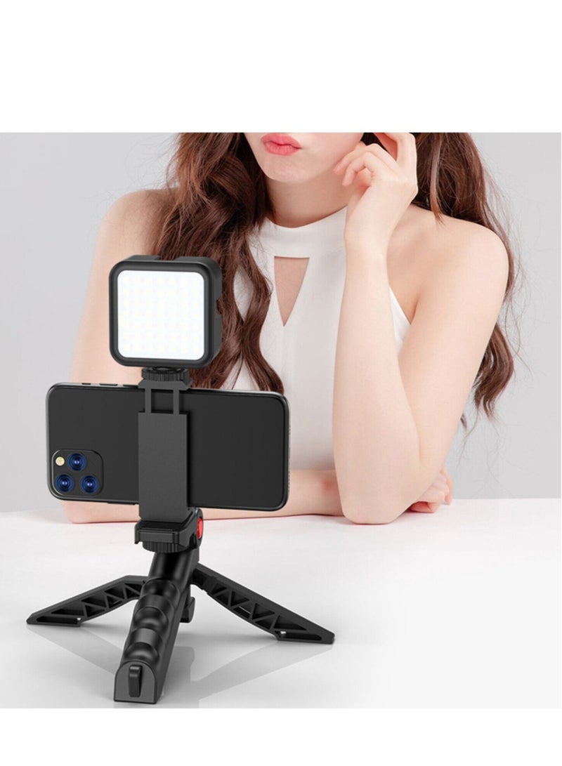 Smartphone Vlogging Kit w/ Tripod Fill Light Microphone Phone Clip for iPhone & Remote