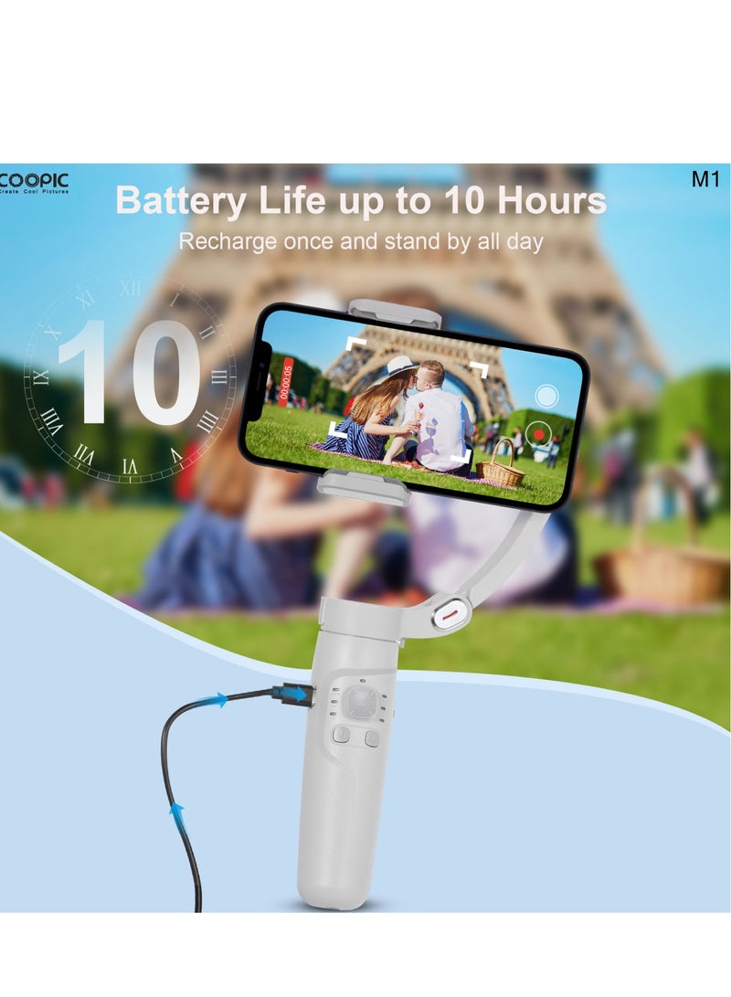 M1 3-Axis Foldable & Pocket size Anti -Shake Smartphone Gimbal Stabilizer with Face Tracking & Bluetooth Control fit for iPhone/Android Ideal for TikTok, YouTube, and vlogging etc