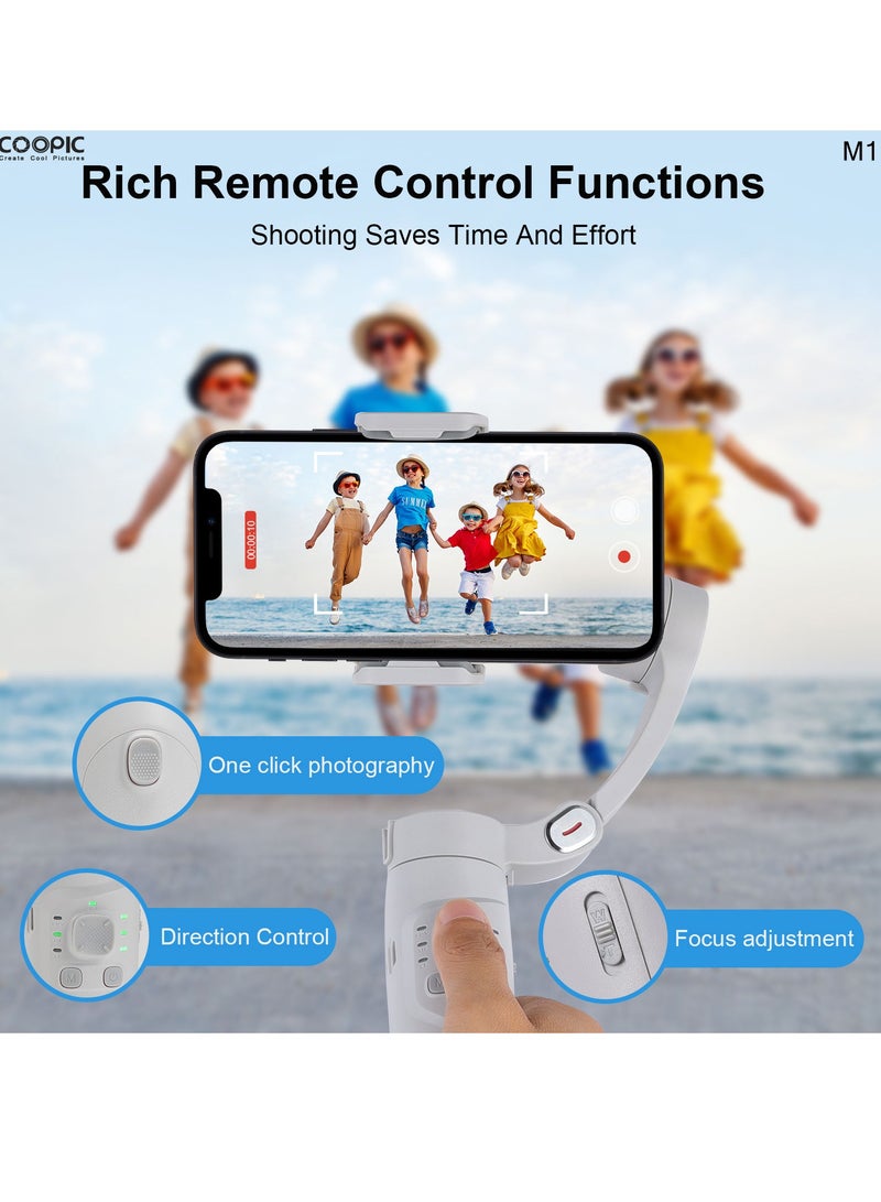 M1 3-Axis Foldable & Pocket size Anti -Shake Smartphone Gimbal Stabilizer with Face Tracking & Bluetooth Control fit for iPhone/Android Ideal for TikTok, YouTube, and vlogging etc