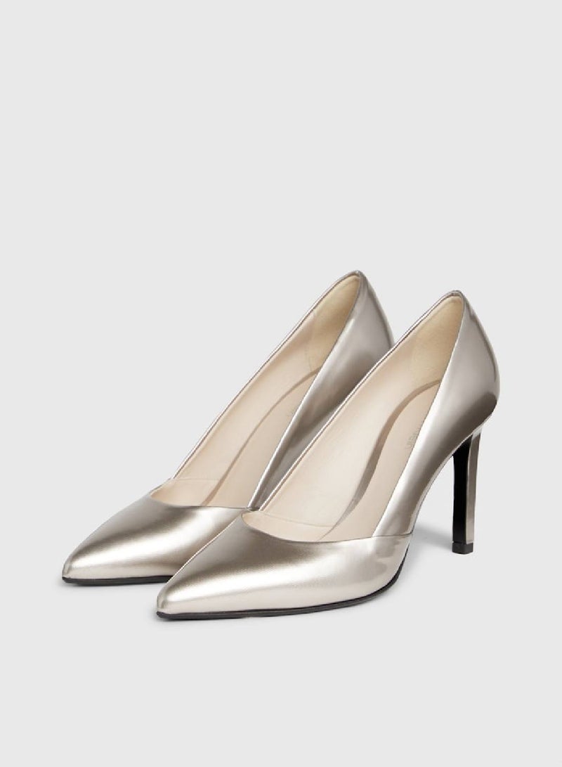 Metallic Leather Stiletto Pumps
