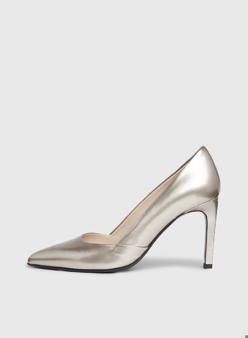 Metallic Leather Stiletto Pumps