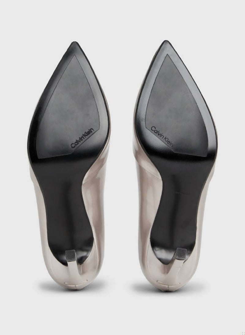 Metallic Leather Stiletto Pumps