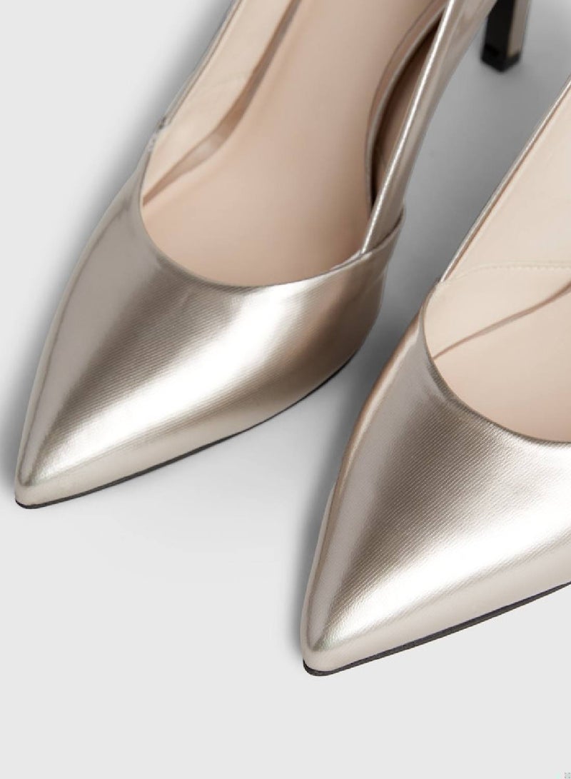 Metallic Leather Stiletto Pumps