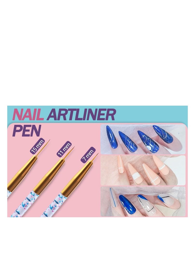 Artdone 35pcs Nail Art Pens brushes,Nail Art Tool Set,Nail Dotting Tools,Nail Dust Brush,Striping Nail Art Brushes for Long Lines,Nail Drawing Pen For Nail Design