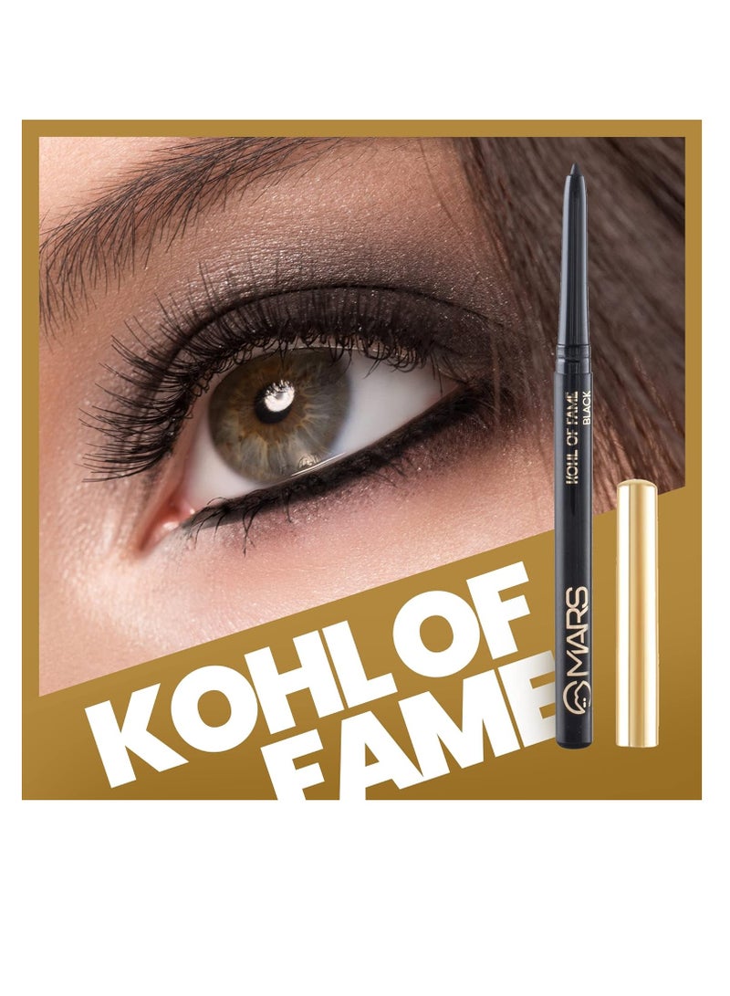 MARS Kohl Of Fame Long Lasting Smudge Proof Matte Pencil Kajal Pack Of 2  Jet Black  0.7 G