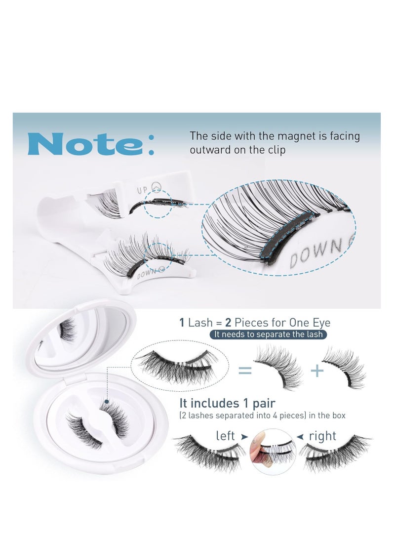 Pawotence Magnetic Eyelashes Natural Look Magnetic Lashes Cat Eye, Soft Magnets False Eyelashes Magnetic Lashes with Applicator, No Glue No Eyeliner Needed Easy to Wear Reusable Magnetic Eyelashes Kit