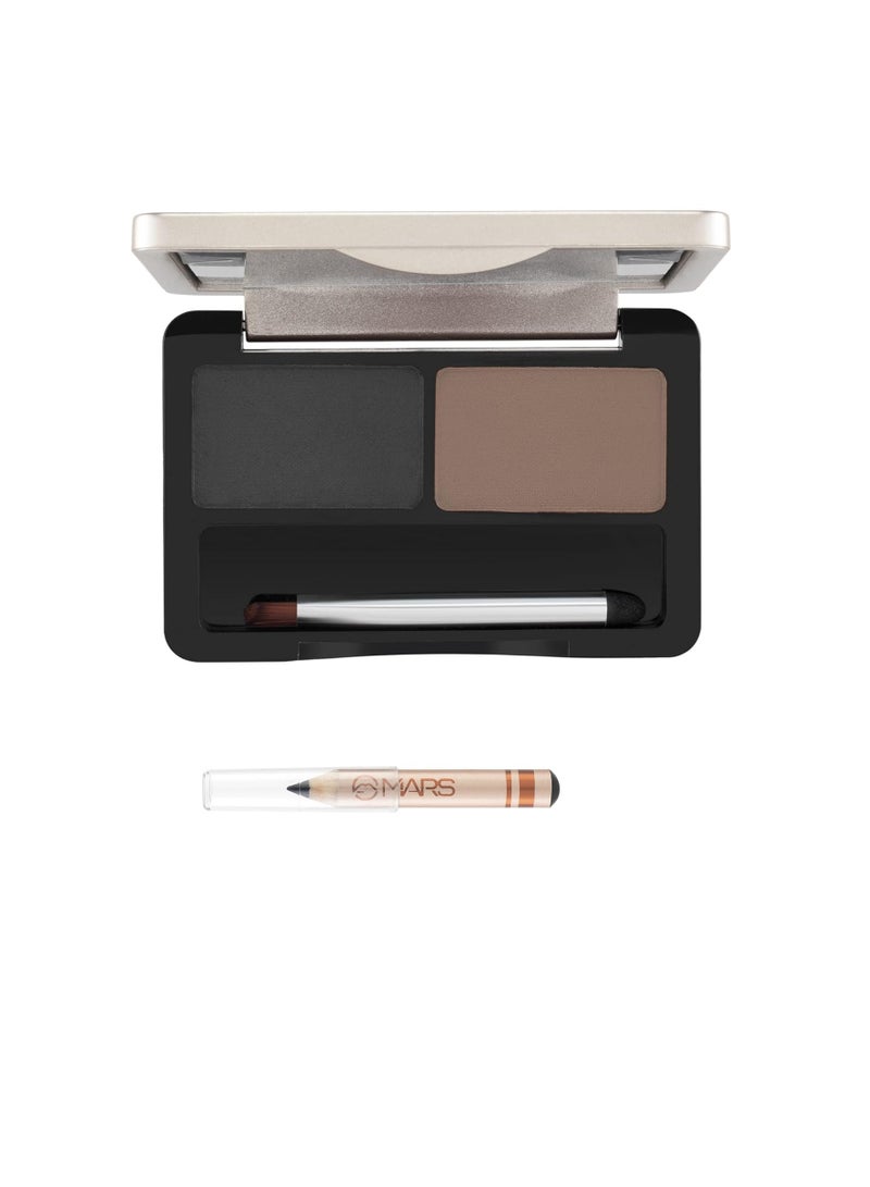 Mars The Eyes Kit With Eyebrow Pencile and Brush Black and Brown 6.2g