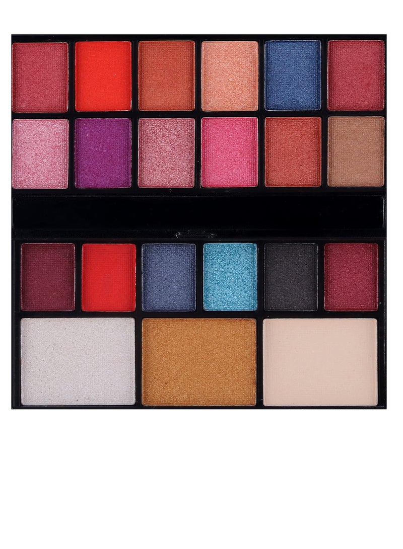 MARS Poco 18 Color Eyeshadow Powder 2 Highlighter And 1 Compact Makeup Palette 20G  8954 1B Multicolor shimmery Finish