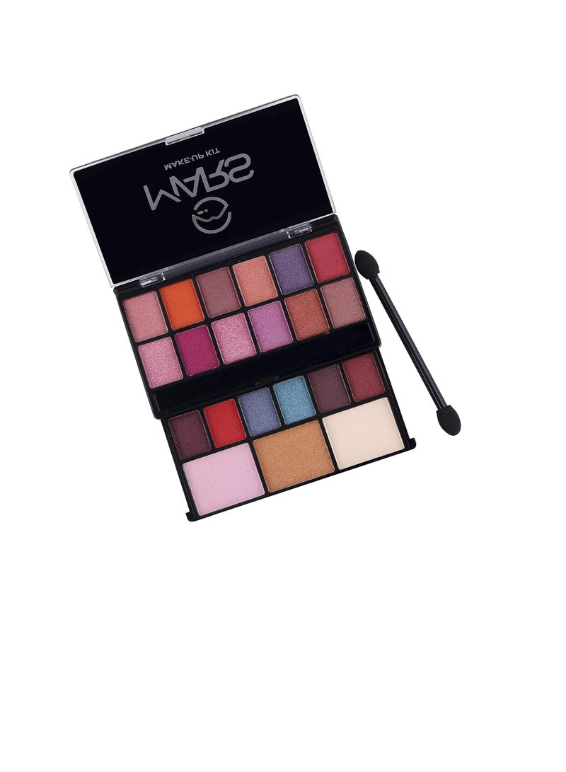 MARS Poco 18 Color Eyeshadow Powder 2 Highlighter And 1 Compact Makeup Palette 20G  8954 1B Multicolor shimmery Finish