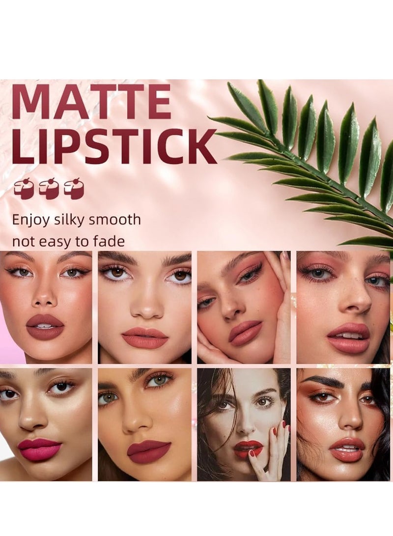 Matte Lipstick Set 10 Colors Natural Nude 24 Hour Long Lasting Tint Stain Creative Hydrating for Women Girls