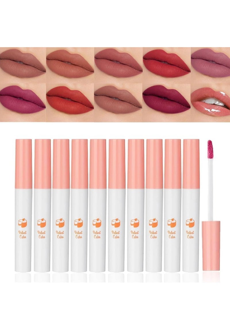 Matte Lipstick Set 10 Colors Natural Nude 24 Hour Long Lasting Tint Stain Creative Hydrating for Women Girls